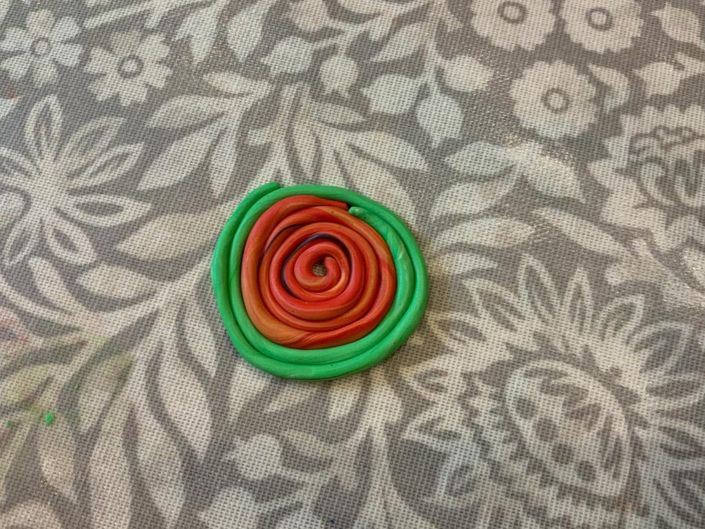 Coiled FIMO makes a watermelon cross-section